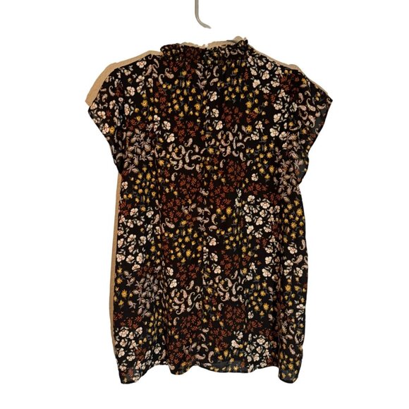 Maurices Women's Floral Print Blouse Black & Yellow XL 100% Polyester Short Slee - Picture 10 of 12